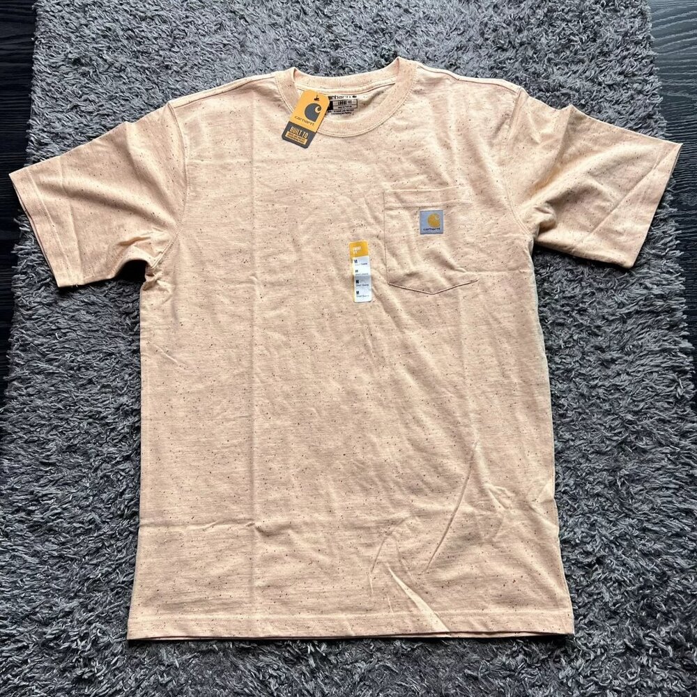 Carhartt Shirt Mens Medium Orange Short Sleeve Loose Fit Pocket Logo Work Casual